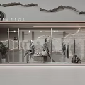 Modern Fashion Window Display With Mannequins Hanging Clothes And Stone Texture Background