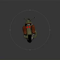 Vintage Olive Green Motorcycle With Red Seat Red Saddlebags And Star Emblem