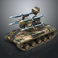 Military Tank With Camouflage Paint And Missile Launchers On Top