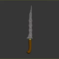 Hand Forged Decorative Knife With Wavy Blade And Wooden Handle