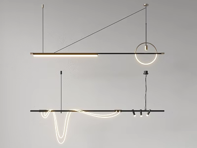 Modern Pendant Light Designs With Sleek Metal Frames And Geometric LED Illumination 3d model