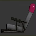 Gray Upholstered Chair With Pink Headrest Armrests Footrest And Modern Design