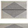 Modern Square Rug With Geometric Diamond Pattern And Horizontal Striped Neutral Tones 3d model