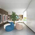 Modern Post Station Interior With White Reception Desk Wooden Walls Marble Backdrop And Hanging Lights