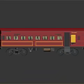 Red Train Car Model With Yellow Door And Shiny Surface On Reflective Background 3d model