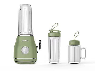 Green BRK Modern Household Blender with Transparent Cups and Green Lids for Daily Use 3d model