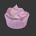 Delicious Cupcake With White Paper Liner Creamy Frosting Fresh Apple Slice And Cinnamon Sprinkles