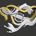 Stylish Gold And Silver Ring With Yellow Gemstones And Large Diamond Intricate Twisted Design