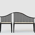 Modern Leisure Chairs With Black Frame Vertical Slat Backrest And Light Colored Seat