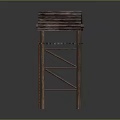 Rustic Wooden Tower Structure With Sloped Roof Stairs And Elevated Platform Frame 3d model