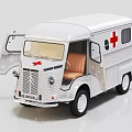 White Citroen Ambulance Model With Open Doors Red Cross Logo And Brown Seats