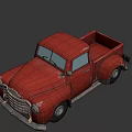 Red Vintage Classic Truck With Single Cab And Retro Front Grille Design