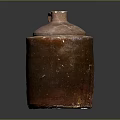 Hand Carved Clay Jar Sculpture With Reddish Brown Textured Surface And Lid