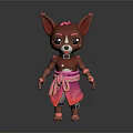 Cute Cartoon Chihuahua Character with Brown Fur Pink Decorative Sash and Shoes
