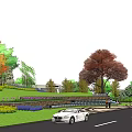 Modern Building Facade Design With Natural Stone Texture And Surrounding Greenery Trees