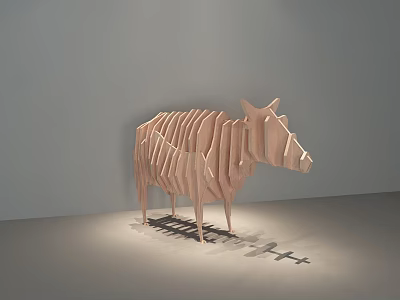 Nordic Decorations Decorative Wood Cow 3d model