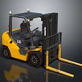 Yellow Komatsu Forklift Model 50 With Black Cabin And Front Forks Design