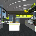 Modern Bright Dessert Shop Interior With Display Cases Fresh Fruits And Staff At Counter
