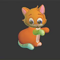 Cute Orange Cartoon Cat Plush Toy With Pink Ears Blue Eyes And White Paws