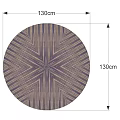 Round Dark Wood Dining Table With Geometric Patterned Top And Double Pedestal Base