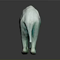 Turquoise Low Poly Elephant Sculpture with Smooth Texture and Reflective Base 3d model