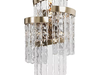 Elegant Modern Wall Light With Crystal Strands And Brass Frame Design Details 3d model