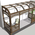 Outdoor Pergola With Lattice Design Comfortable Seating Furniture And Green Plants For Relaxation