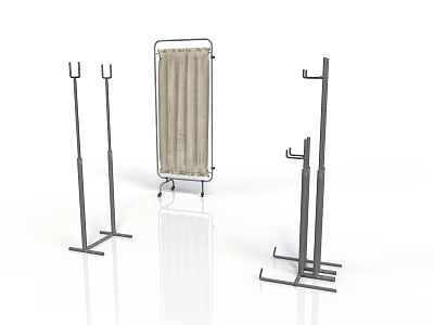Modern Metal Furniture Set With Coat Racks And Folding Room Divider 3d model