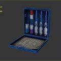 Blue Medical Ampoule Case With Colorful Vials And Instruction Sheet Inside