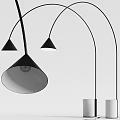 Modern Arched Floor Lamp With Black Pole And Conical White Shade Design