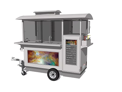 Mobile Food Cart With Transparent Windows Advertising Display And Menu Board 3d model
