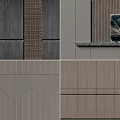 Modern Background Wall Designs Featuring Wooden Textures Geometric Patterns And Striped Panels 3d model