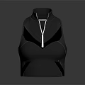 Black Sleeveless High Neck Top With Front Zipper And Fitted Design 3d model