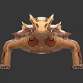 Realistic Reptile Model Featuring Spiked Back Horned Head And Reddish Brown White Patterns 3d model
