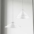 Two White Modern Pendant Lights With Pleated Design For Indoor Use 3d model