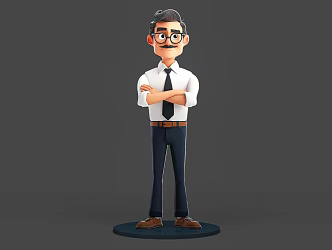 European and American style middle-aged white-collar workplace elite cartoon characters cartoon characters hand-held figure photo board 3d model