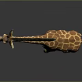 Giraffe With Long Neck And Brown Yellow Spots On Gray Background