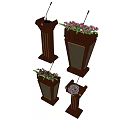 Wooden Functional Podiums With Microphone And Floral Arrangements In Various Styles