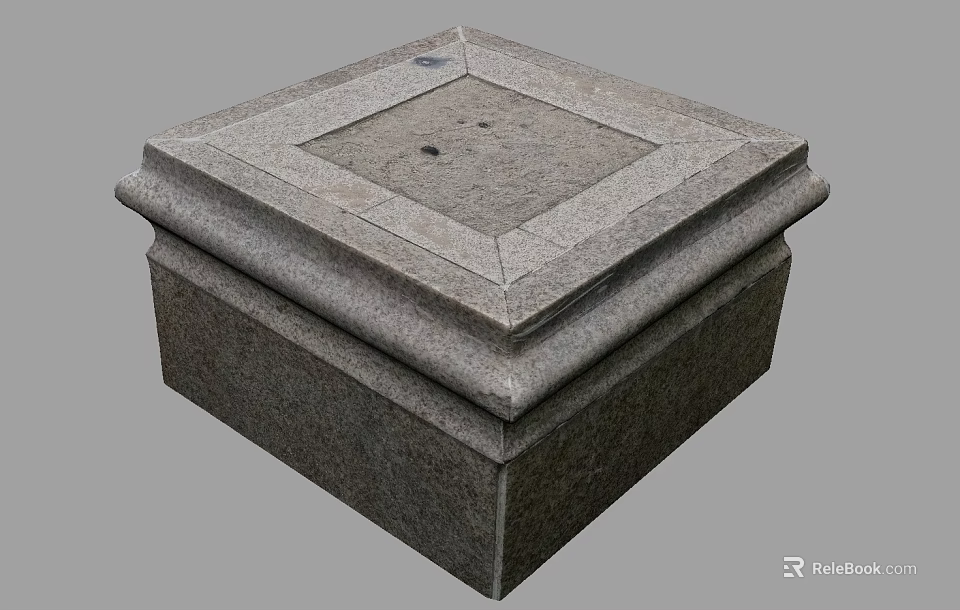 Sturdy Square Stone Pedestal Featuring Layered Design And Textured Surface 3d model 