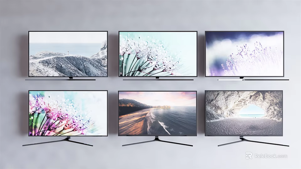 Modern Flat Screen TVs With Sleek Design And Vibrant Natural Scenery Displays 3d model 