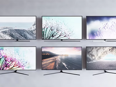 Modern Flat Screen TVs With Sleek Design And Vibrant Natural Scenery Displays 3d model