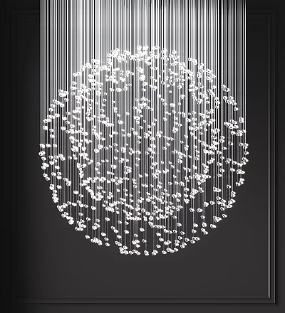 Elegant Luxury Crystal Chandelier Featuring Sparkling Hanging Crystals And Round Design 3d model