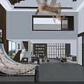 Modern Hotel Lobby Interior With Chandelier Staircase Decorative Art And Comfortable Seating