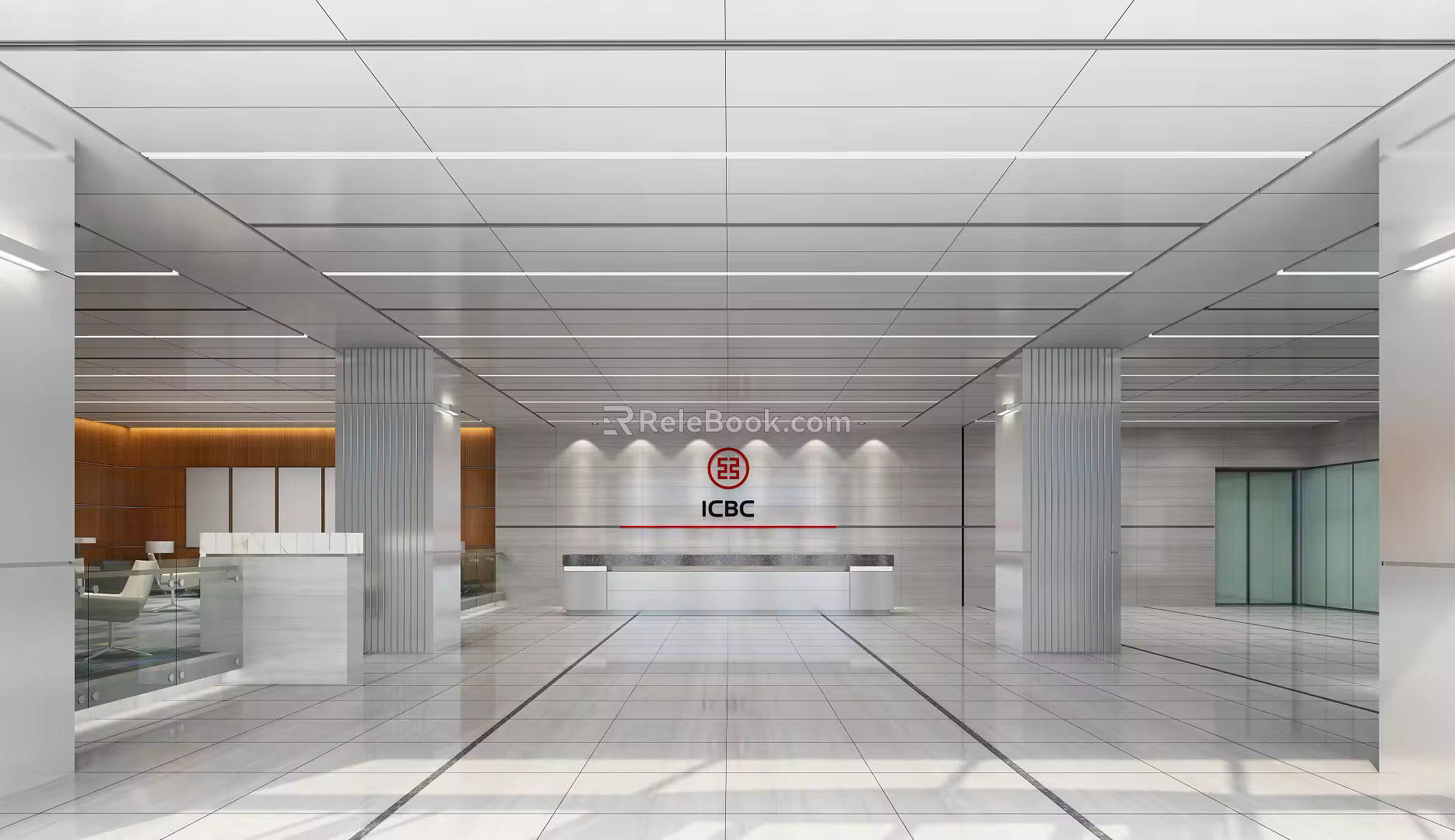 Modern Hall Office Lobby Reception Rest Waiting Area Office Area Sofa 3d model