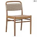 Modern Natural Wood Dining Chair With Woven Backrest And Smooth Leather Seat For Cozy Dining Space