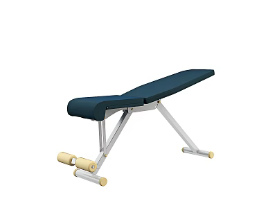 Dark Blue Padded Sports Equipment Bench With Silver Metal Frame And Mobile Wheels 3d model