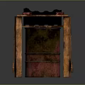 Rustic Handmade Table Featuring Red Metal Barrel Base And Colorful Wooden Top