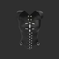 Black Leather Corset With Metal Studs And Front Lacing Design For Women Fashion