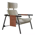 Comfortable Modern Leisure Chair Design With Beige Cushion Brown Accent And Black Frame