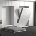 Modern Foldable Bed With Space Saving Design And White Cabinetry In Modern Bedroom